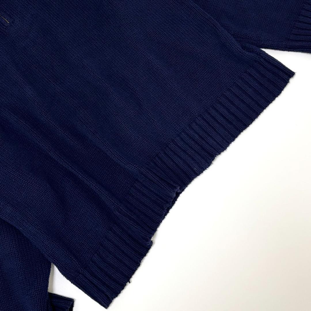 美品 ポロラルフローレン ハーフジップ コットンニット XL ネイビー