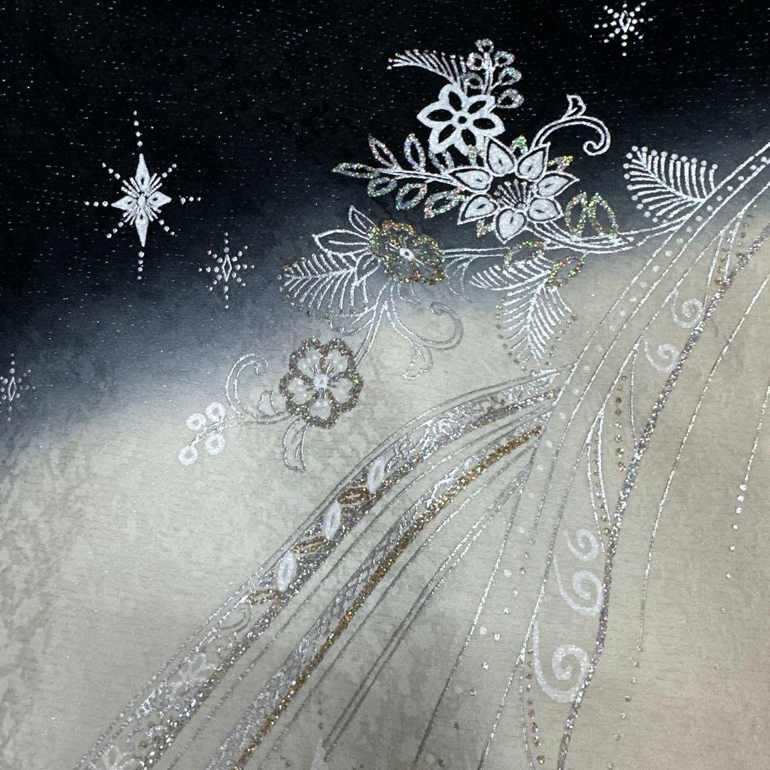 モノトーン キラキララインストーン訪問着 銀通し 白黒 - メルカリ