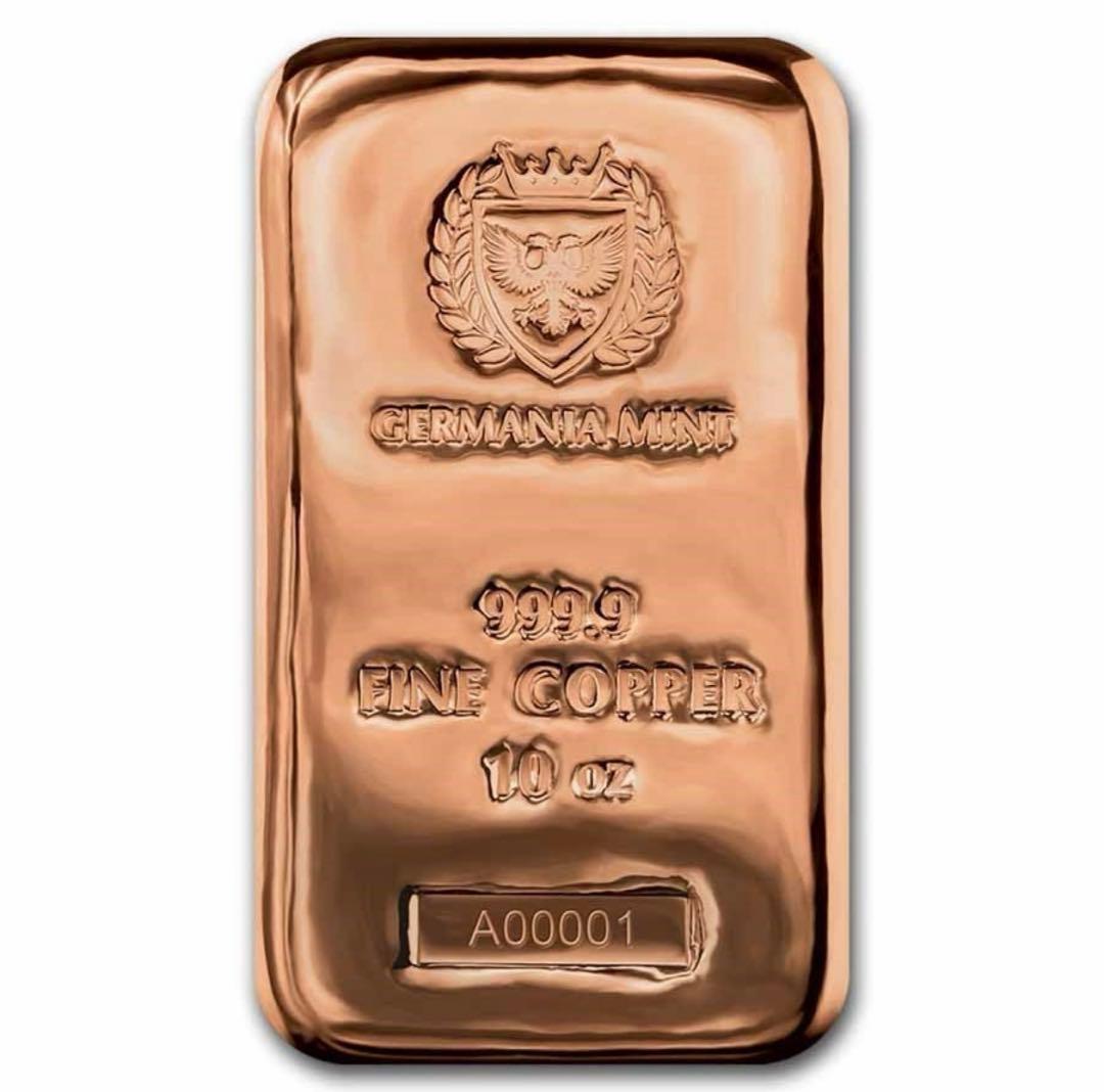 ポーランド ゲルマニア 純銅 赤金 10常衡オンス キャスト バー - メルカリ