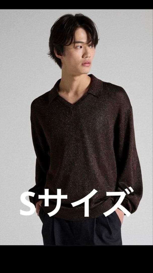 【Parts Lab.】メタリックニットポロシャツ ブラウン S Parts Lab. セーター ニット 「Parts Lab.」Metallic Knit Polo Shirt