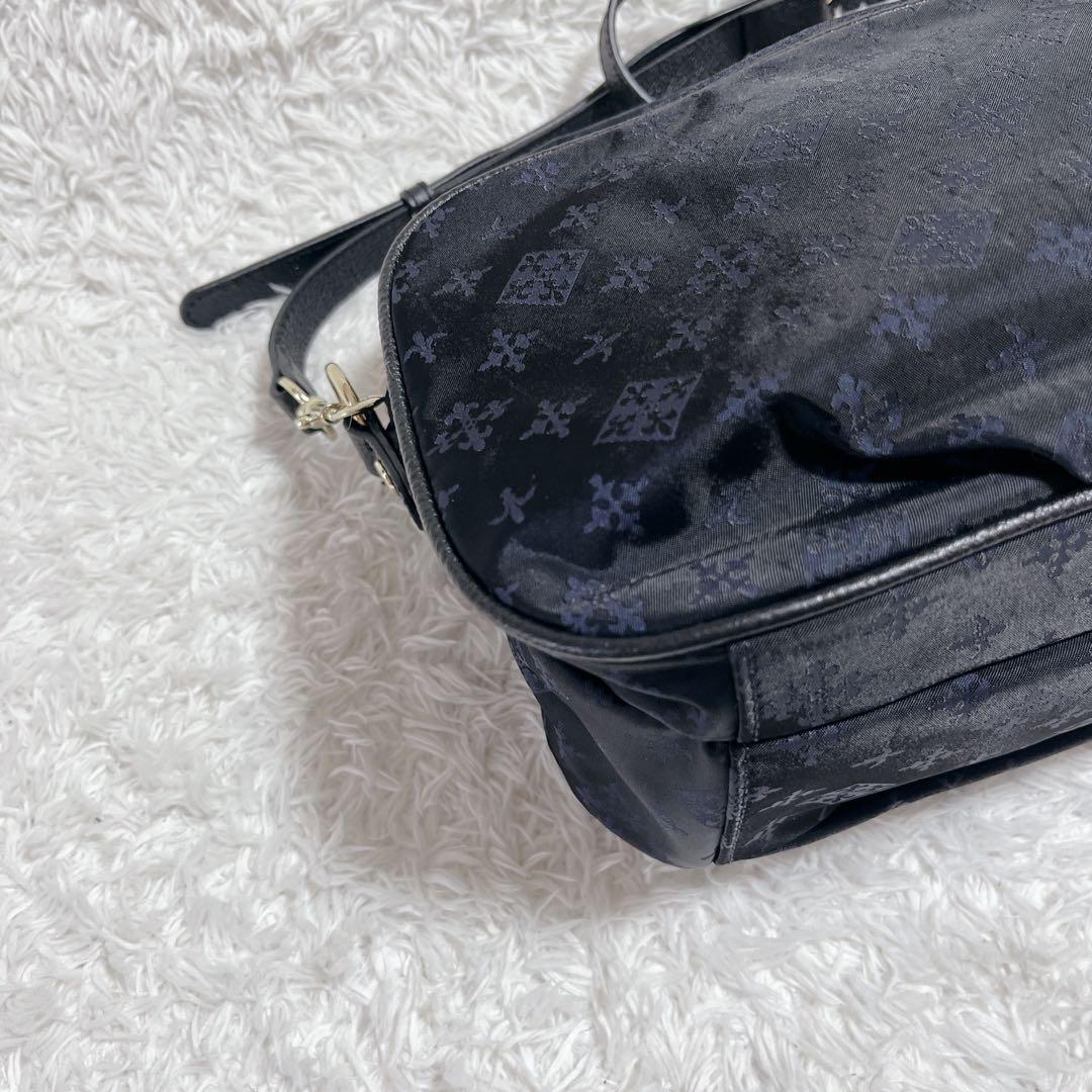 未使用品✨russet ショルダーバッグ モノグラム 総柄 紺 ロゴ金具 保存