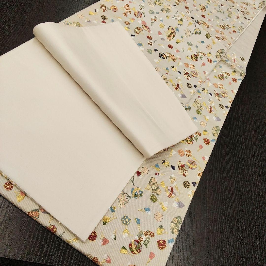 ◇山下織物◇ 袋帯 西陣織 山下織物 千代紙 グレージュ 金糸 #4088