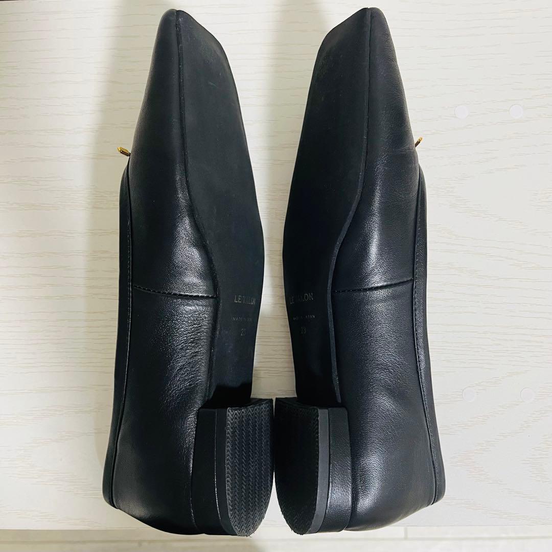 【美品】ルタロン レザースクエアボロネーゼバレエシューズ 23.0cm ブラック