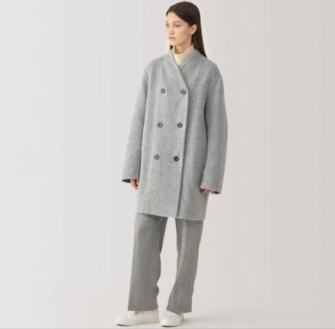 MUJI Labo カシミヤ混ノーカラーコート S グレー - メルカリ