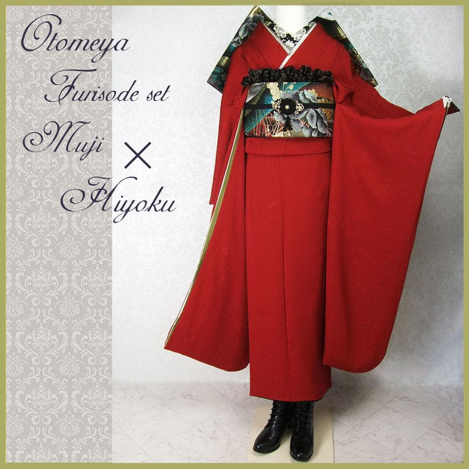 山本寛斎/赤無地桜地紋/比翼仕立て 振袖フルセット m55 成人式 - メルカリ