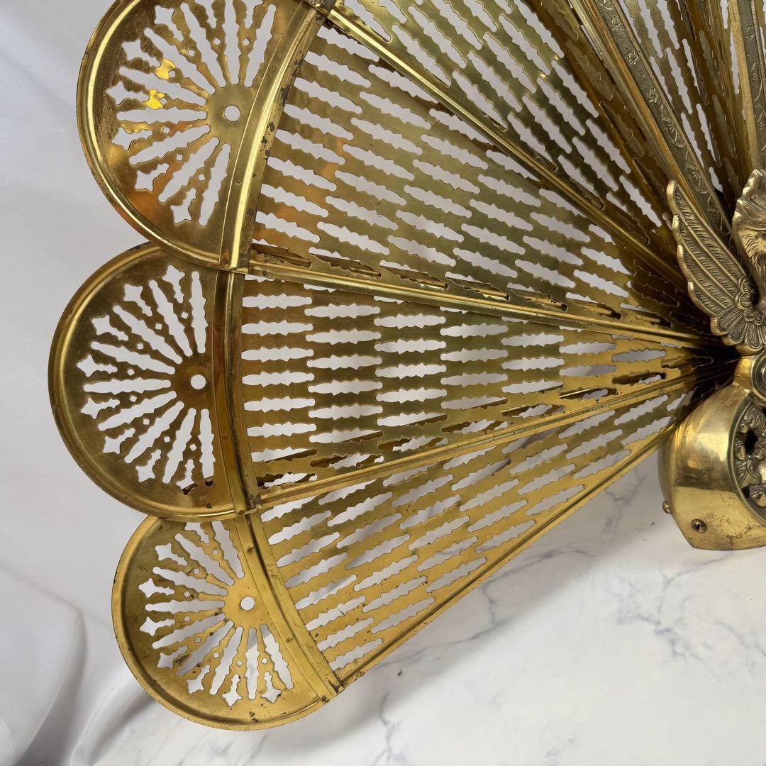 ファイヤースクリーン 暖炉 ストーブ 衝立 真鍮 金属 レトロ