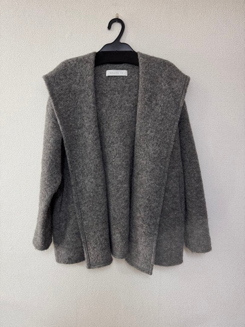 GALERIE VIE ギャルリーヴィ アルパカ混 ウールフーディコート グレー