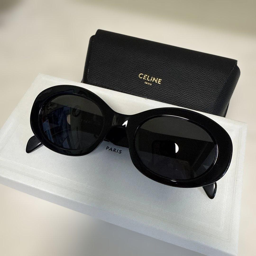 CELINE ブラックサングラス ゴールドロゴ付き ☆Celine☆TRIOMPHEロゴ入りおしゃれサングラス (CELINE/サングラス
