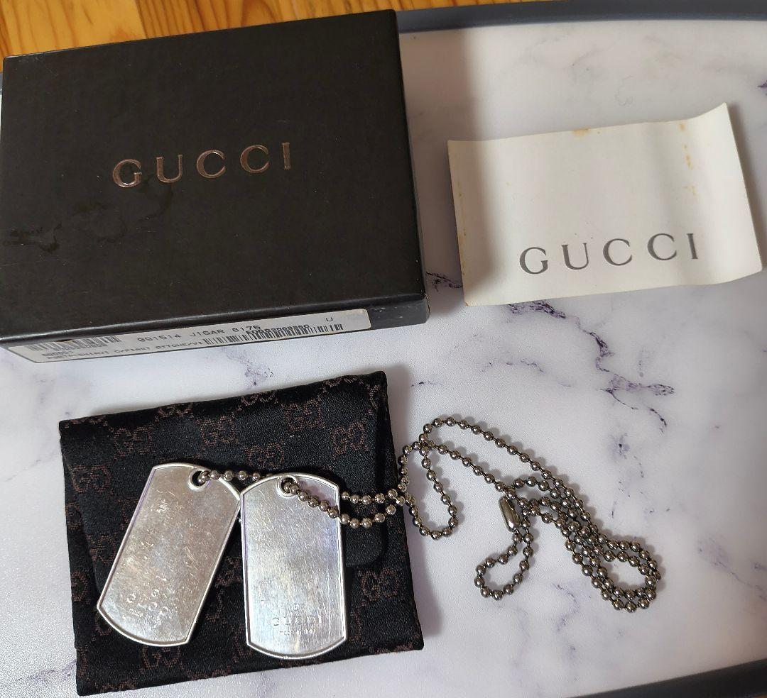GUCCI グッチ ドッグタグ ネックレス シルバー アクセサリー 925 GUCCI（グッチ） ドッグタグ ダブル プレート ペンダント ネックレス