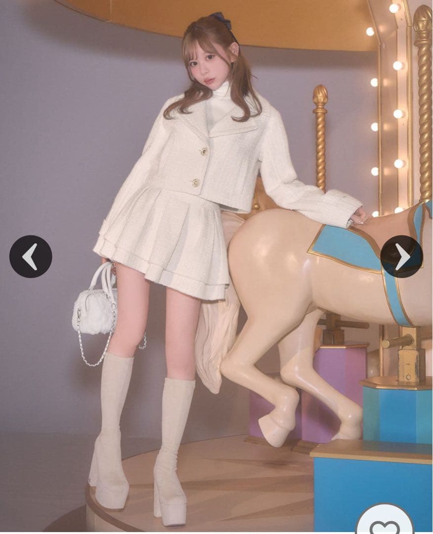 ミシェルマカロン 13.5cm 美脚ロングブーツ ベージュ