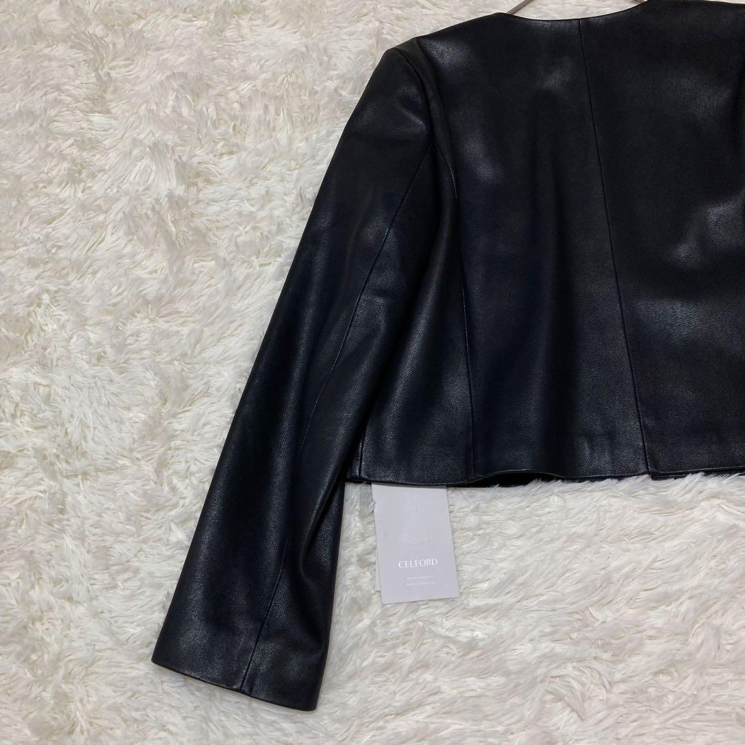 タグ付き！ CELFORD シングルライダースジャケット 黒 ゴールド金具 38
