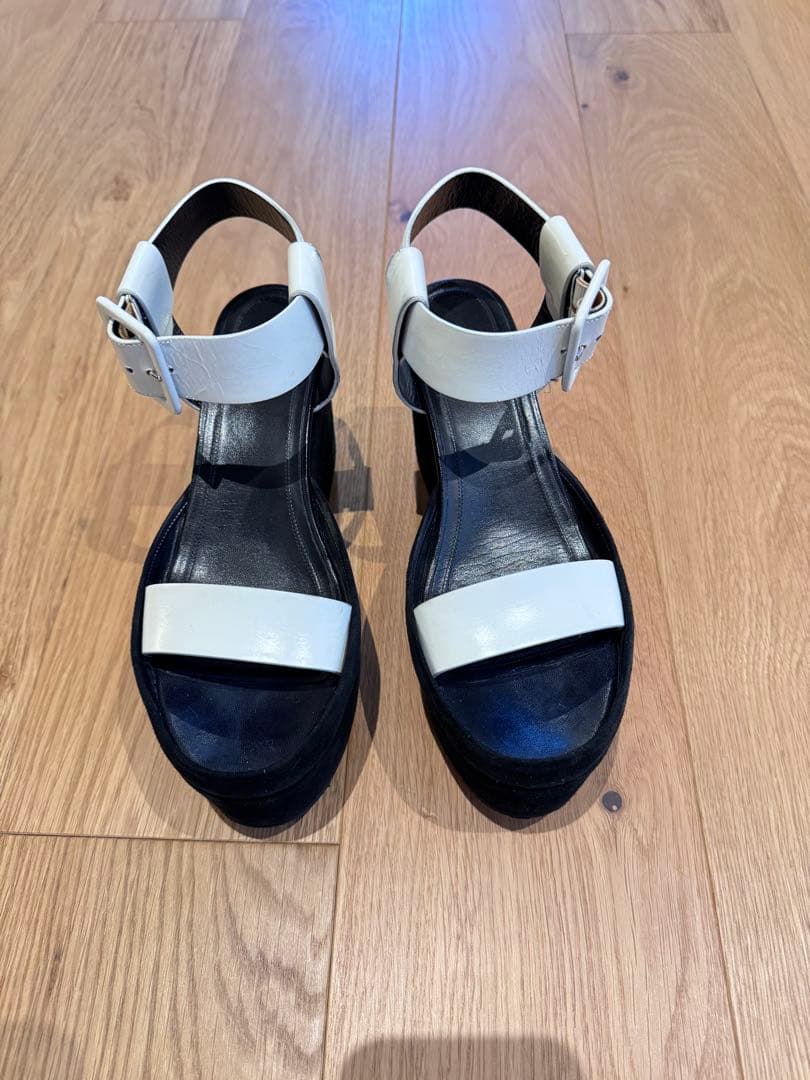 プラットフォームサンダル 白黒　36 ダブルストラップ プラットフォームサンダル [ NXLIKPD-0023
