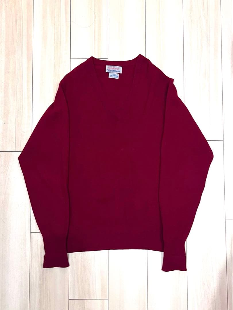 シ*ョ様 70's Ballantyne スコットランド カシミヤ ボルドー Ballantyne カシミヤ100 Vネック ニット 旧タグ 70s 80s - メルカリ