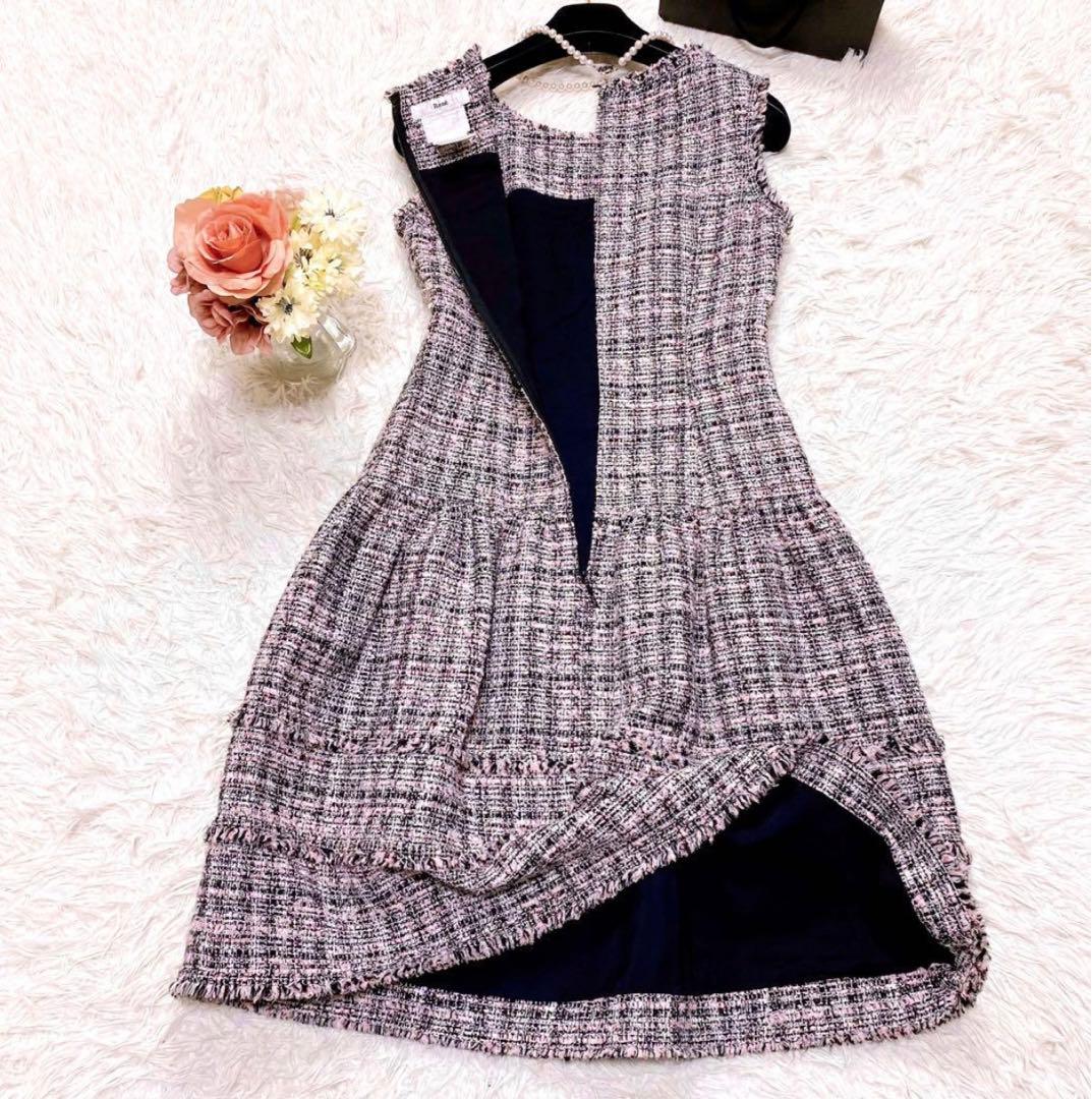 Rene ルネ ひざ丈 ワンピース ツイード 34 - メルカリ