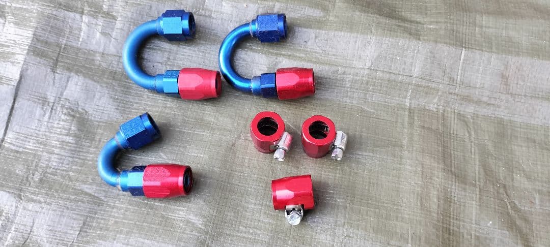 アールズホースエンドAN6新品、6点セット アールズ*エコノフィッティングAN6 新品 青 EARL'S #6 フィッティング