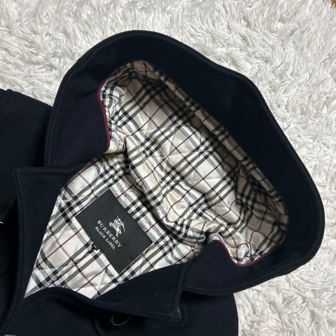 カシミヤ バーバリーブラックレーベル ダッフルコート ネイビー ノバ