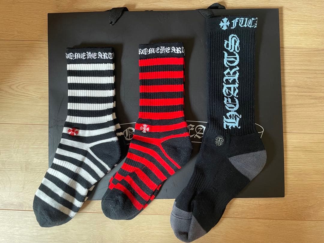 クロムハーツ ボーダー クロス ロゴ靴下 Mサイズ　組み合わせ25cm-27cm 楽天市場】CHROME HEARTS(クロムハーツ) BORDER SOCKS ボーダー