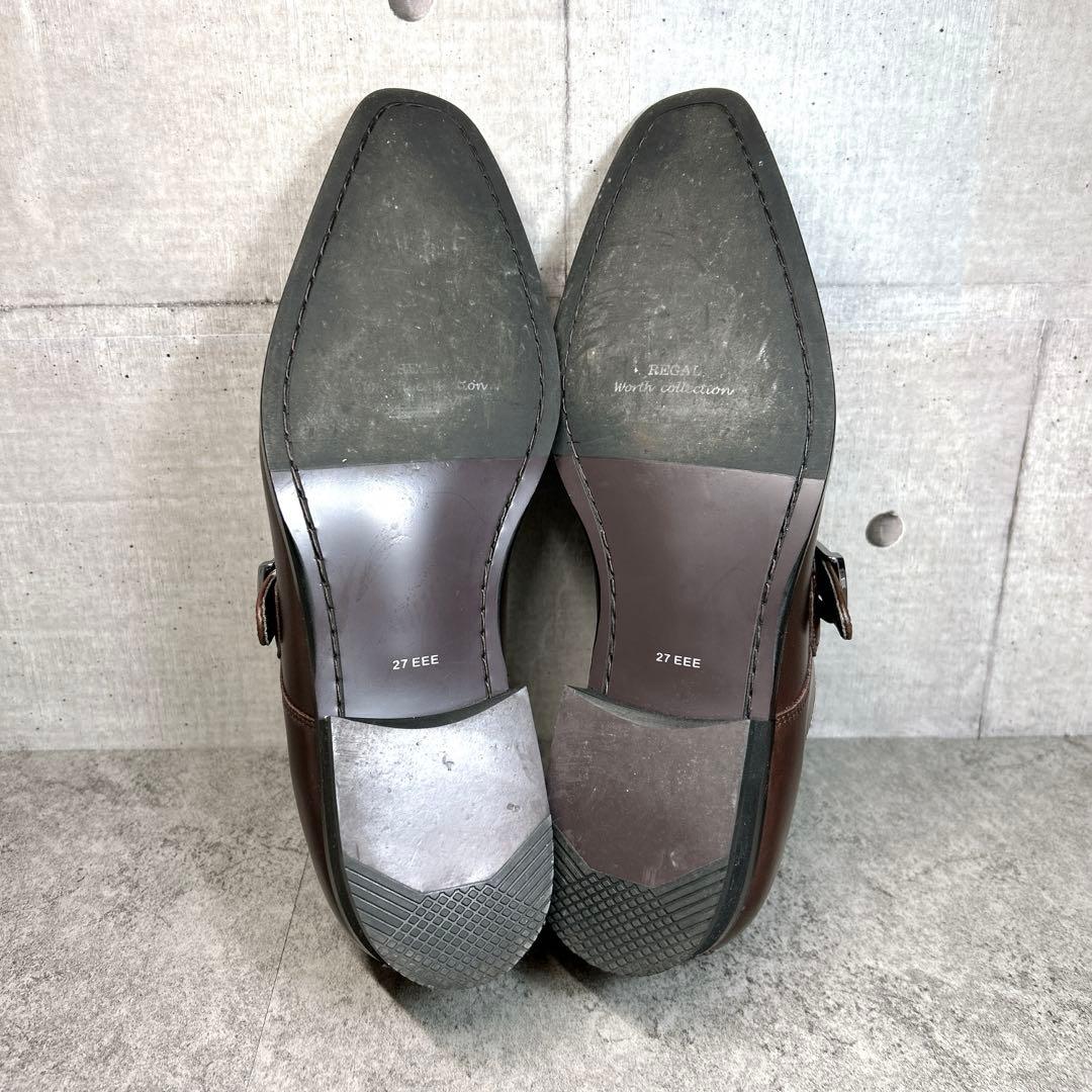 ほぼ新品【REGAL】ビジネスシューズ/シングルモンク/V235/ブラウン/3E