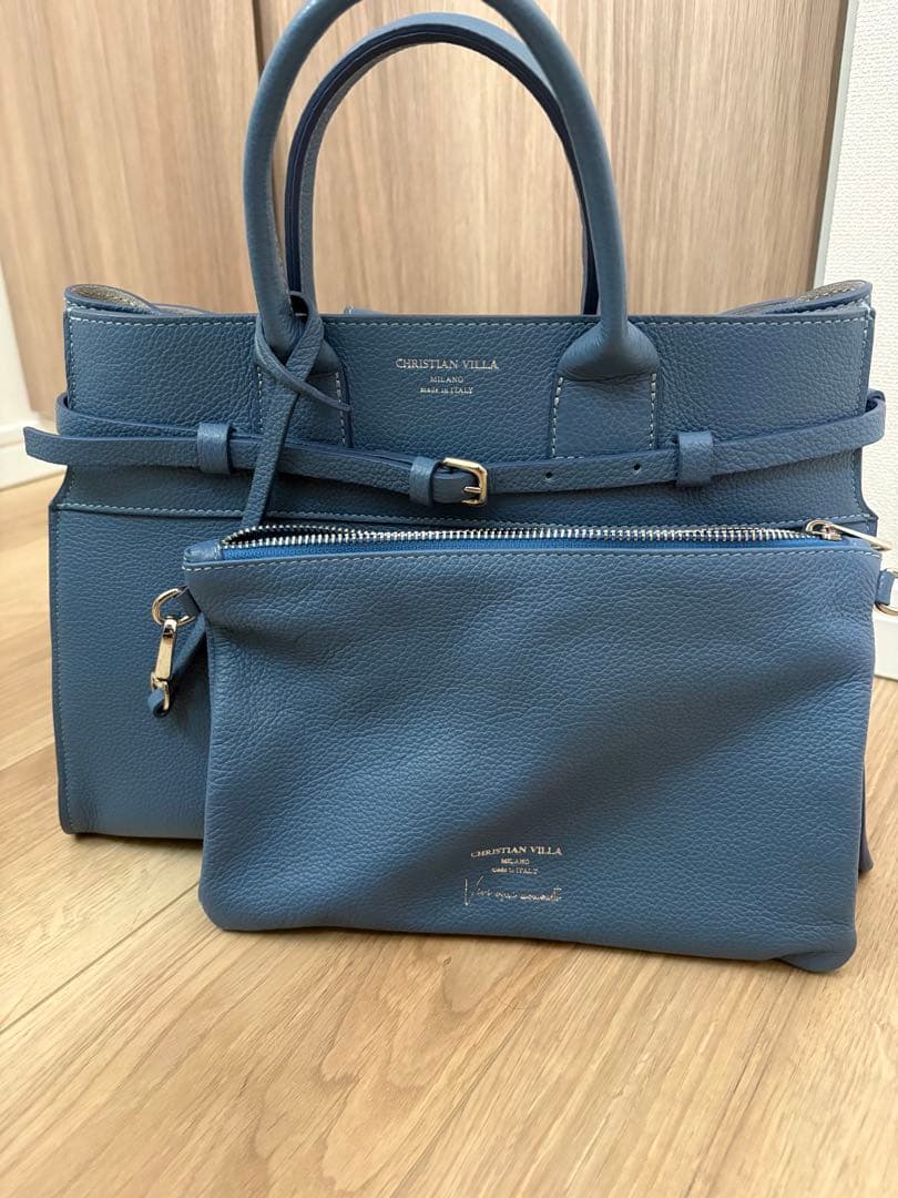 CHRISTIAN VILLA ブルー トートバッグ - バッグ新 モデル