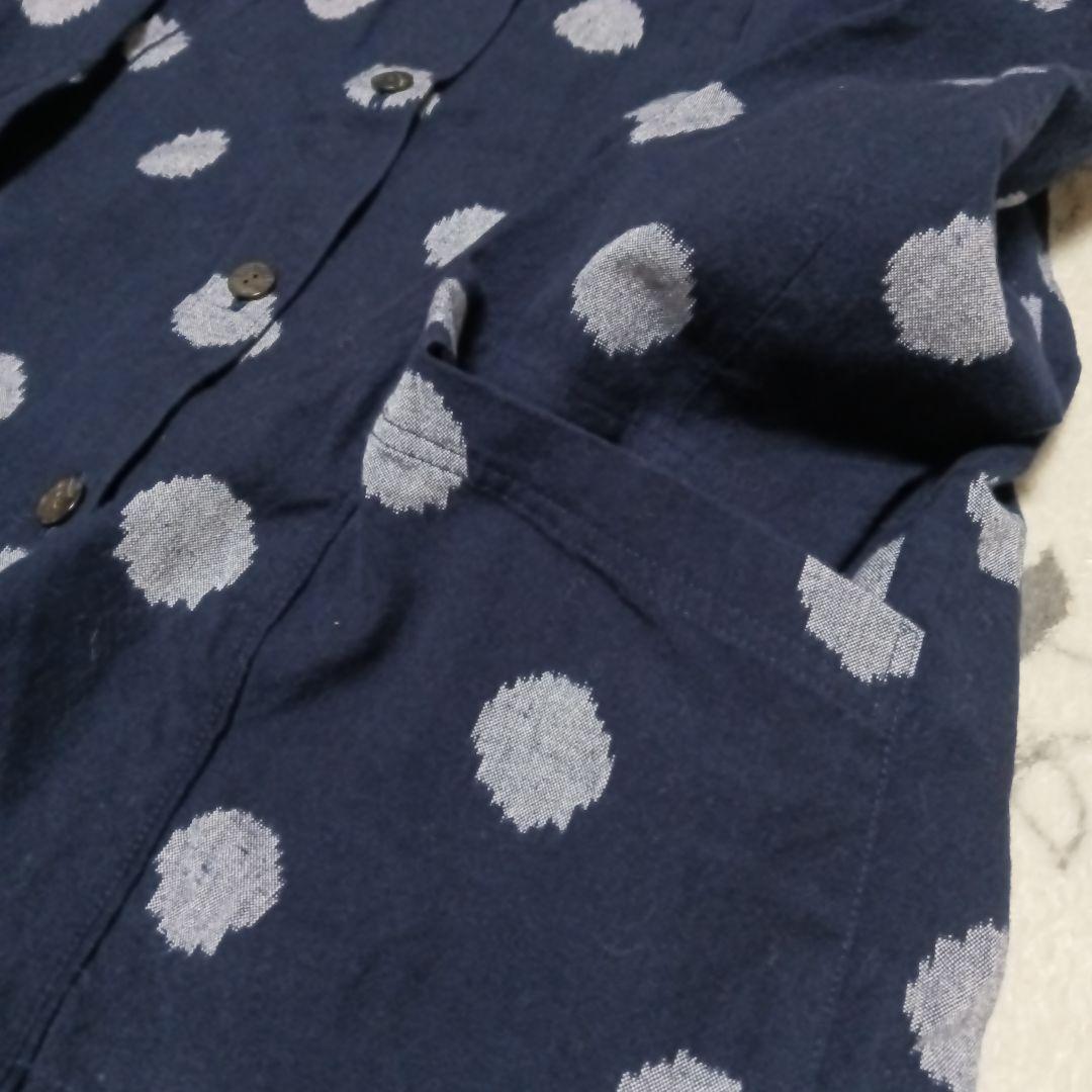 綾小路E】日本製 綿100% シャツ 藍染め 水玉模様 京都 圓 絣 - メルカリ