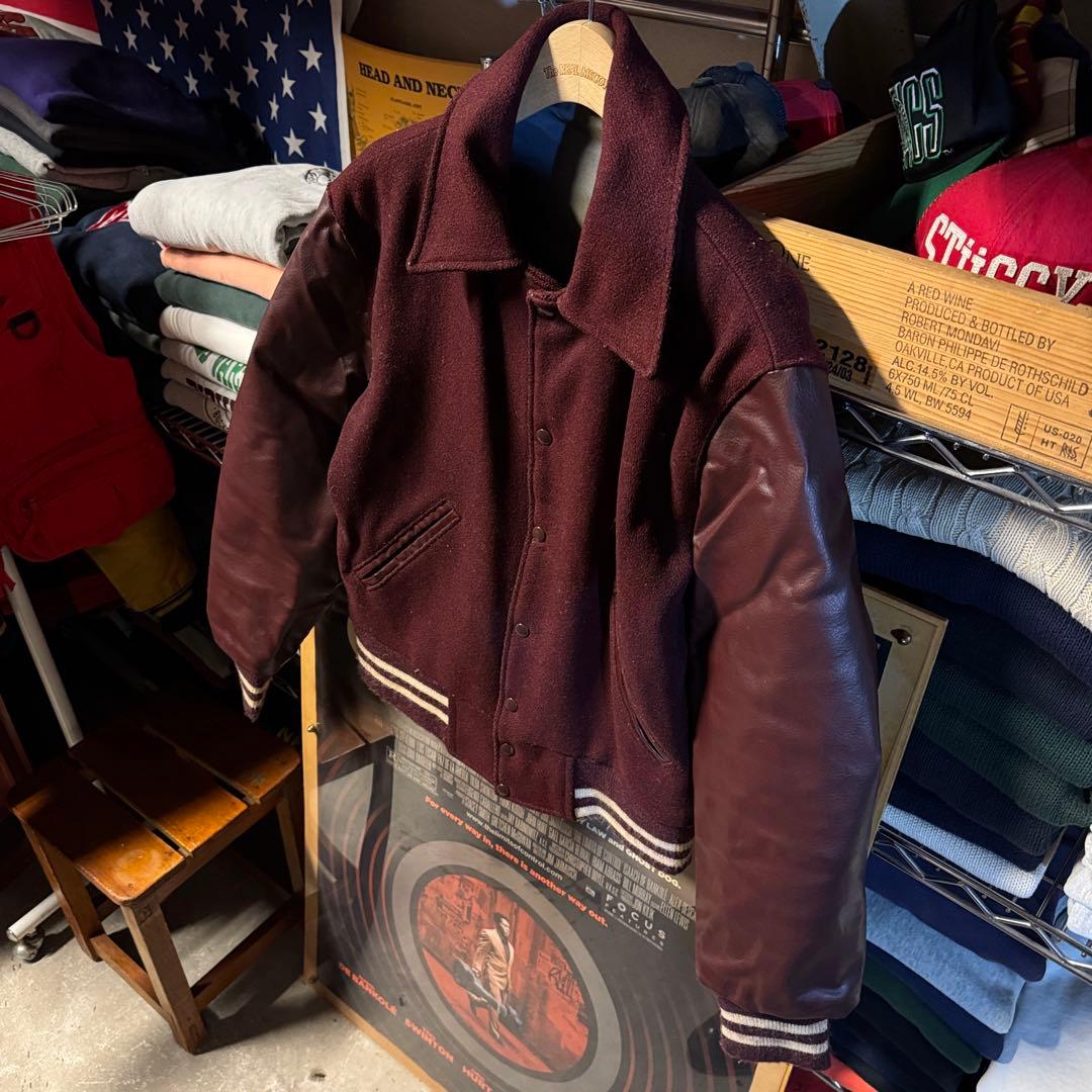 上質 60s vintage バーシティジャケット プレーン バーガンディ - メルカリ