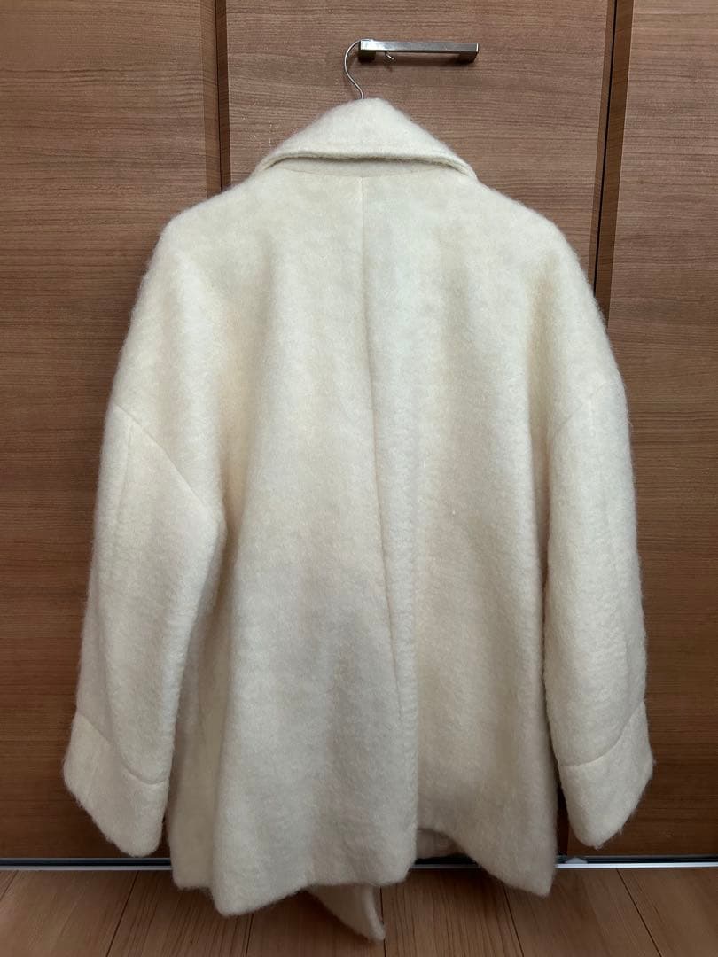Omekashi アイボリー シャギースタンドピーコート ウールコート