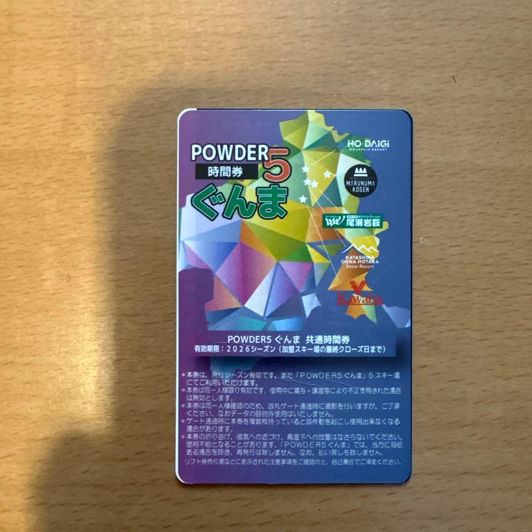 パウダー5 ぐんま 20時間券 残り12時間 - メルカリ