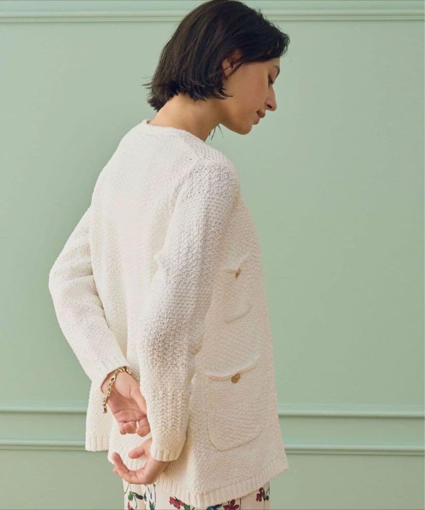 ✨️ANAYI アナイ コットンテープニットジャケット 白 36 S 金ボタン