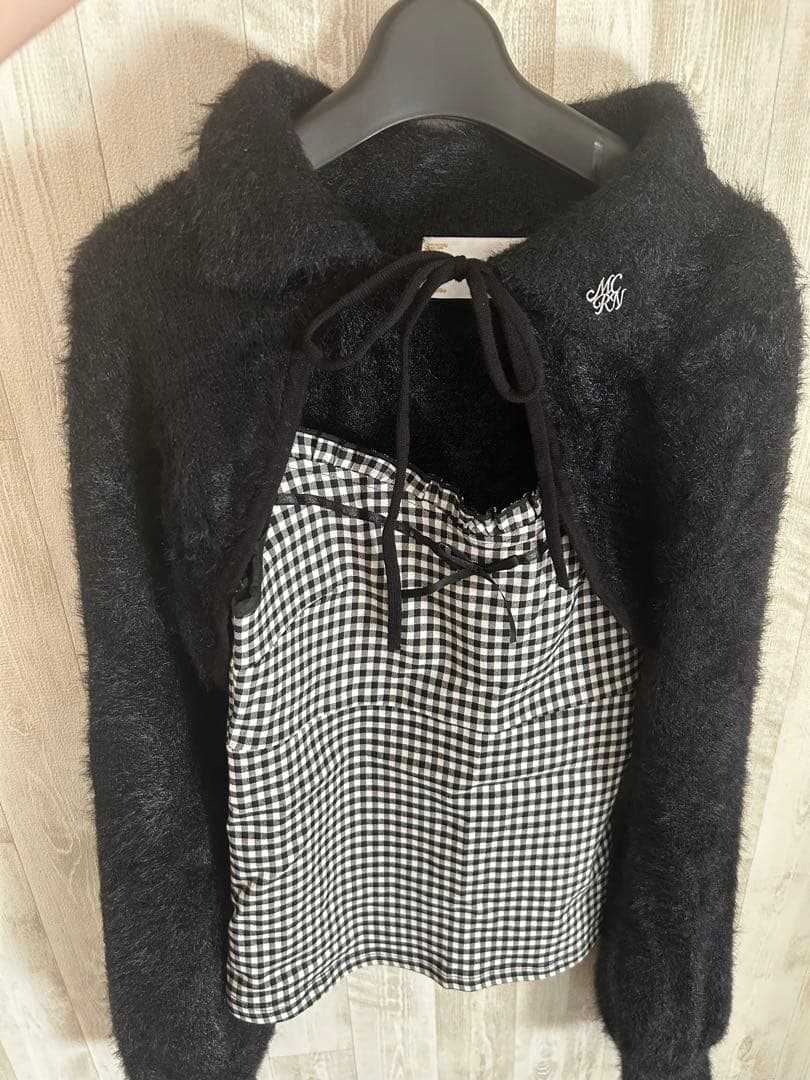 シャギーボレロsetギンガムチェックトップスの通販はau PAY マーケット
