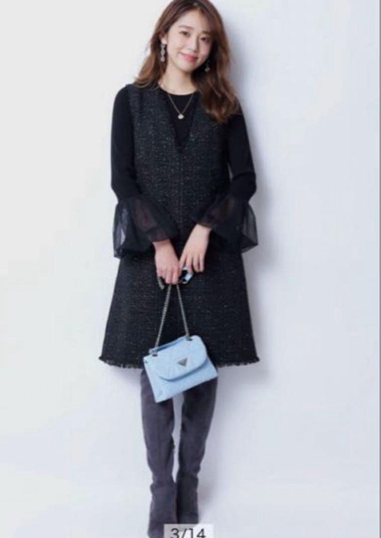 ♥︎美品♥︎ジャスグリッティーラメツイードジャンスカネイビー