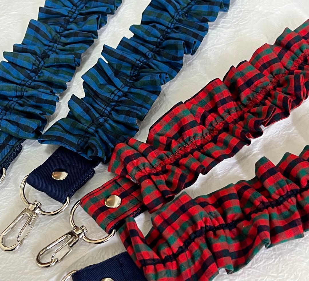 ハンドメイドフリルのスマホショルダーストラップファミリアチェック