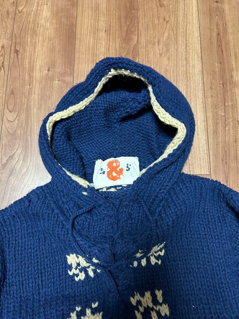 45rpmフード付き厚手ニットセーターウール