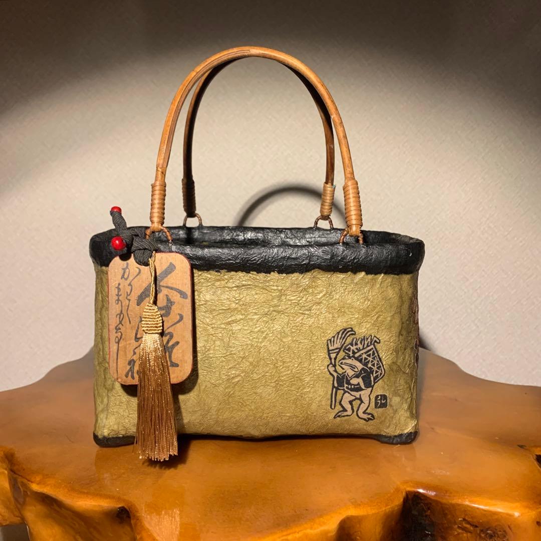 一閑張りバッグ（鳥獣戯画3）柿渋染め - メルカリ