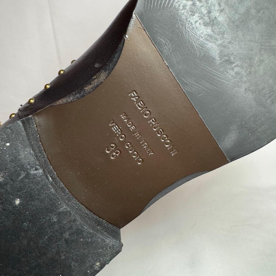 極美品】ファビオルスコーニ 黒 レザー サイドゴア スタッズ付き 24.5