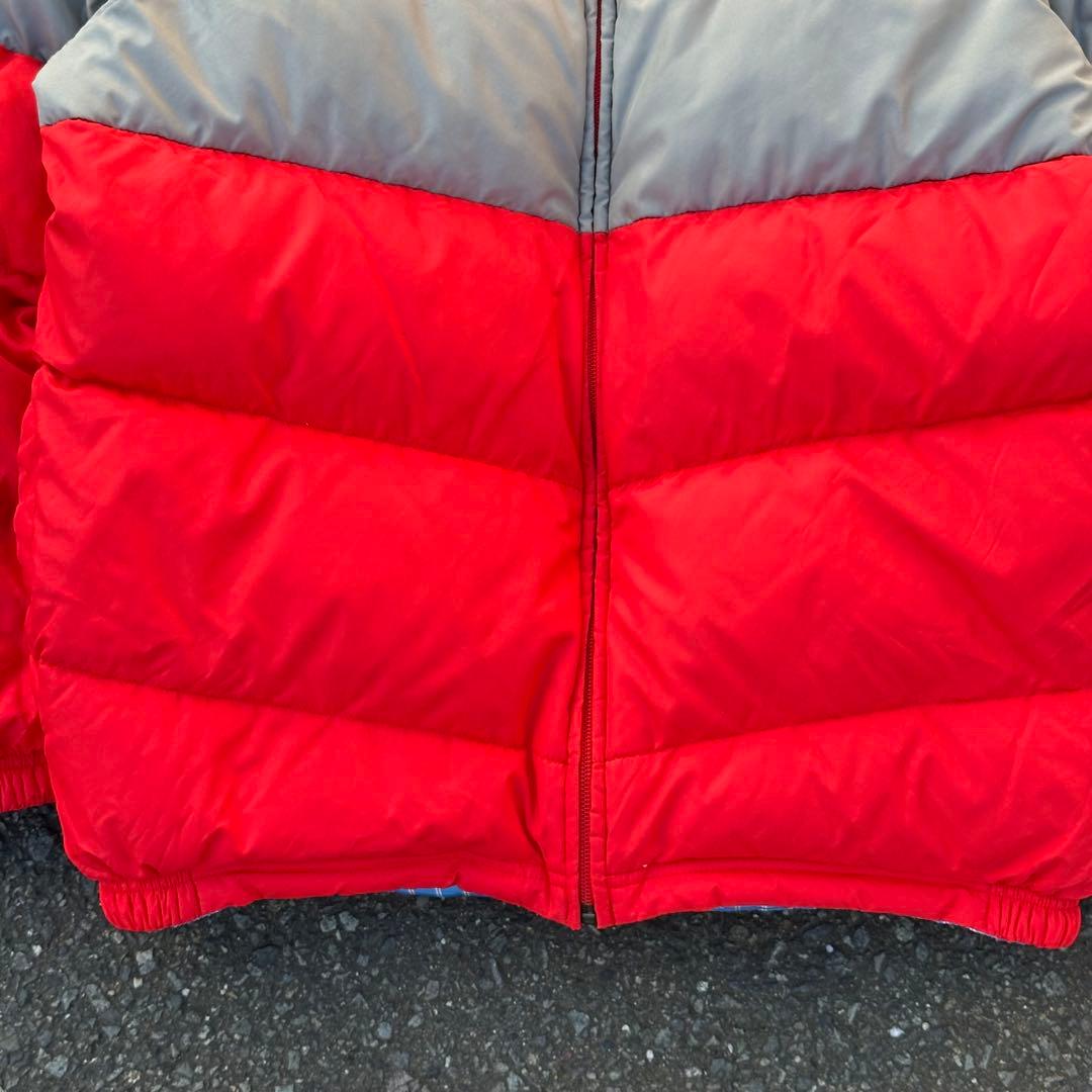 00s Nike ダウンジャケット リバーシブル ロゴ刺繍 チェック 水色