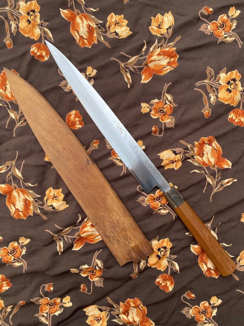 堺 泉州源菊虎 本鍛錬 極上 ダマスカス 刺身包丁 柳刃包丁 左利き用 鞘