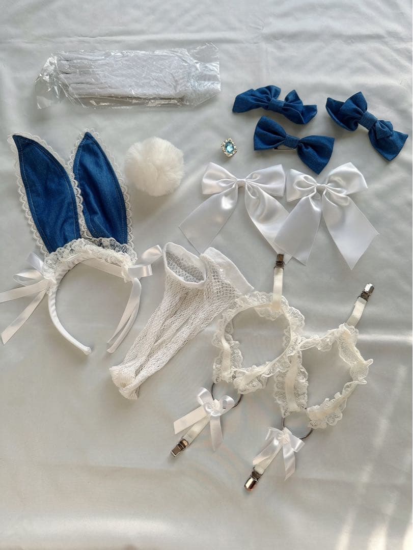 Malymoonマリームーン サイドレースデニムバニーボディスーツ バニー