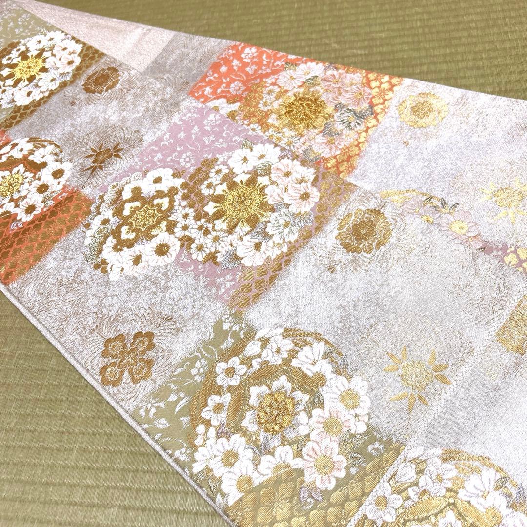 専用ページ　正絹　袋帯《引箔綴　花紋様》