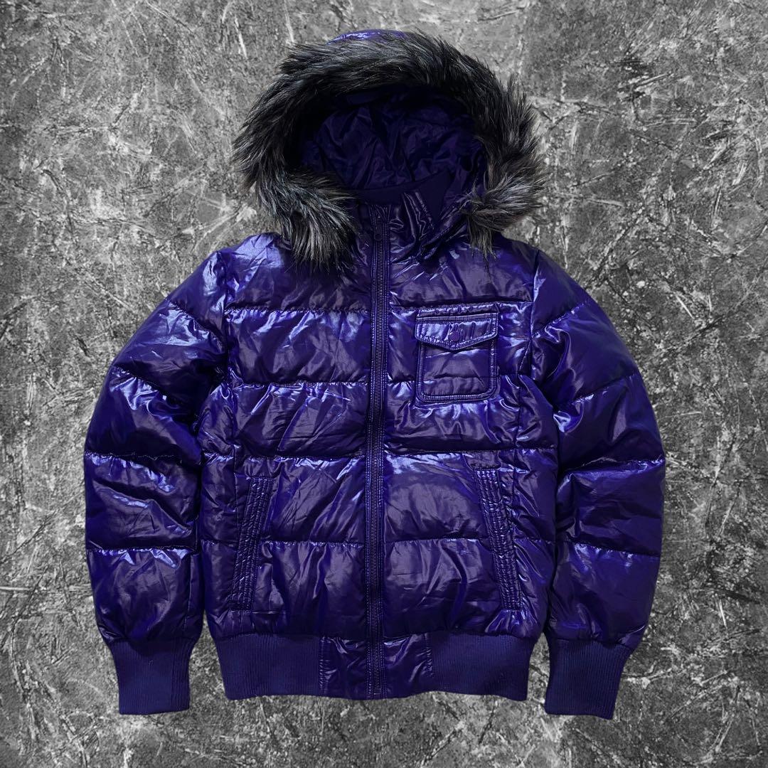 y2k N2B 短丈 ファーダウンジャケット 平成 ギャル男 お兄系 光沢 紫
