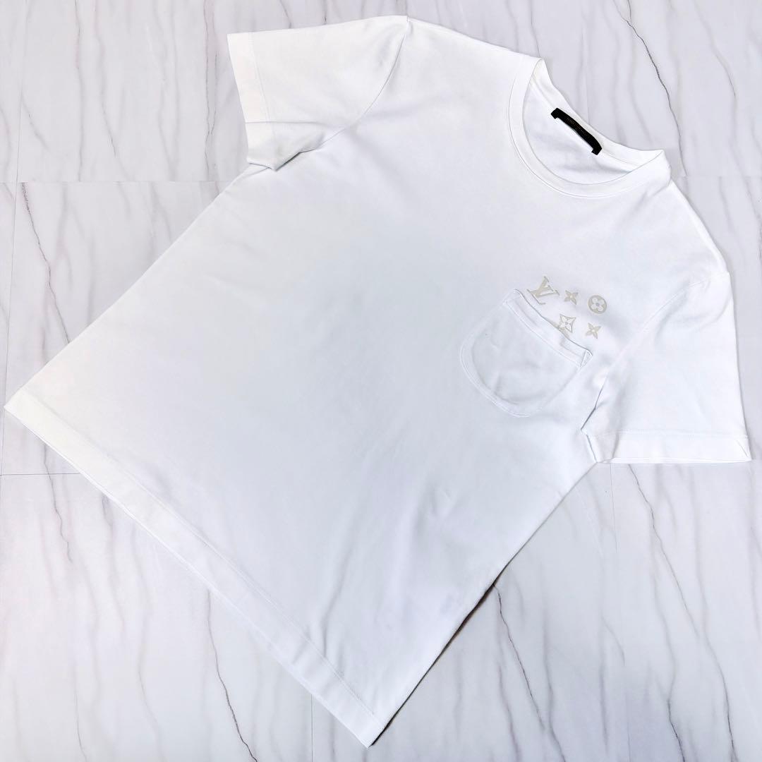 ルイヴィトン Tシャツ 胸ポケット モノグラム ロゴ ホワイト XSサイズ