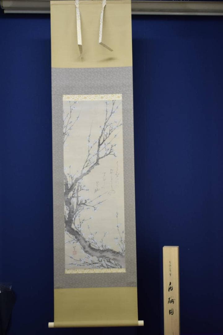 複製/葛飾北斎/白梅図/工芸/桐共箱付/布袋屋掛軸HF-595 - メルカリ