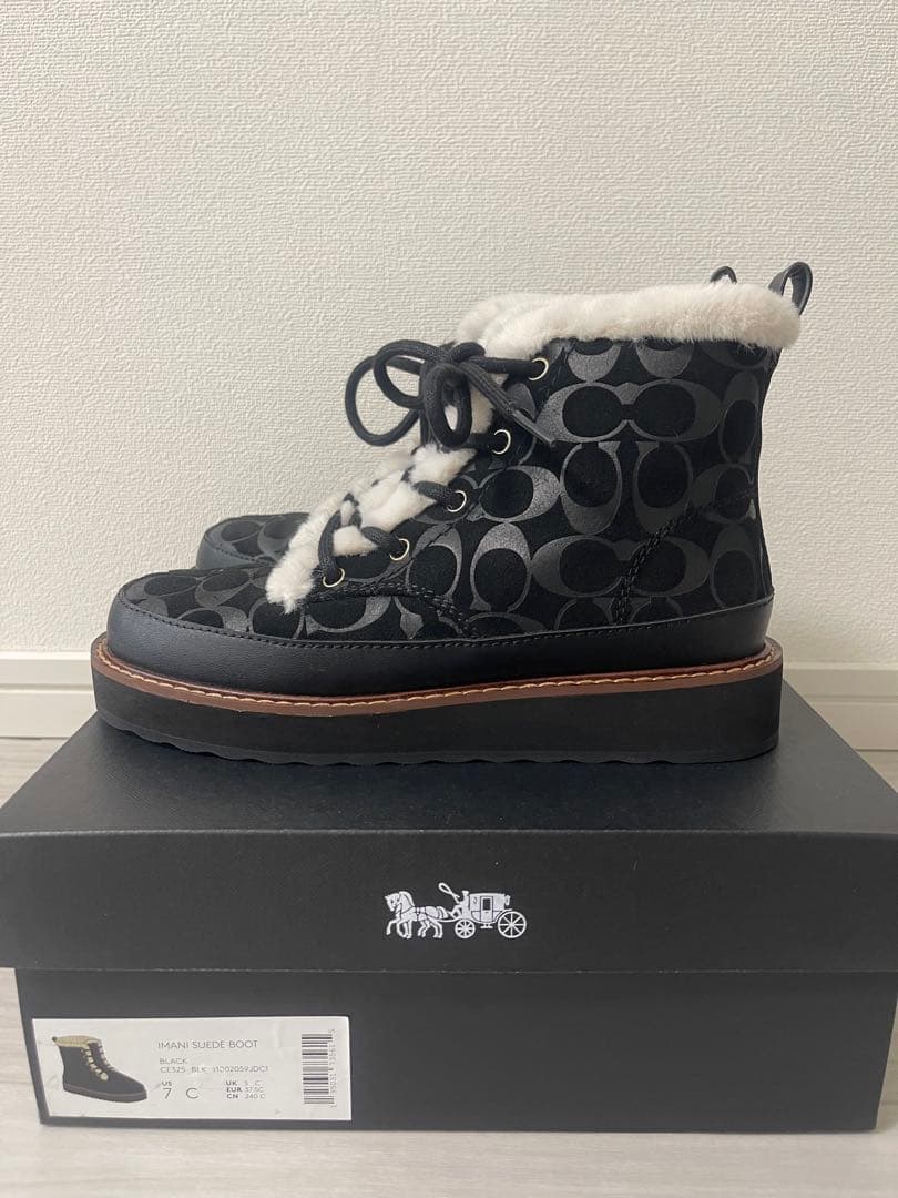 COACH ファー付きムートンブーツ ブラック