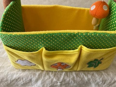 希少】2003 サンリオ ハローキティ ハンドル付き 収納箱 黄色×緑