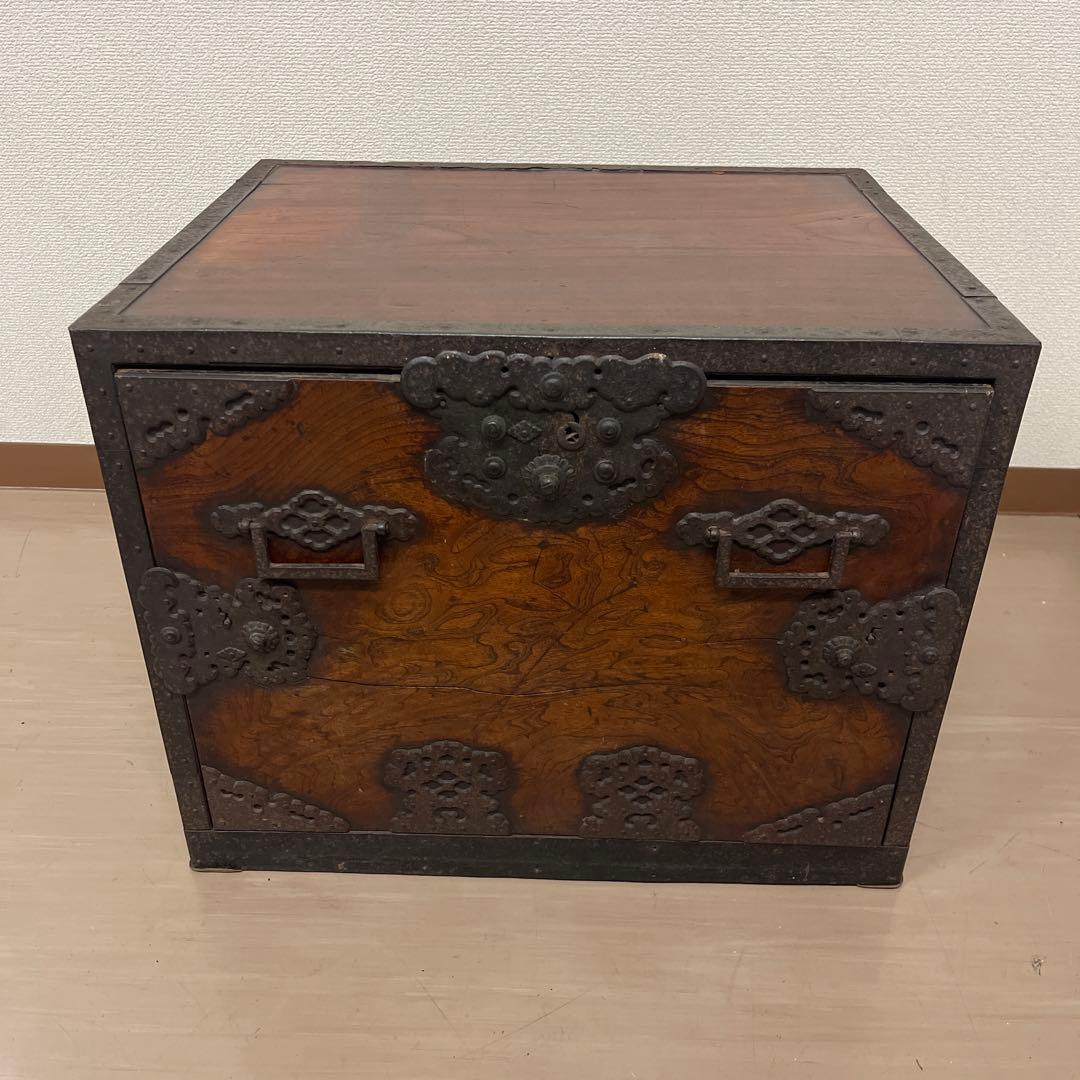 時代船箪笥 鍵付 小型箪笥 帳場箪笥 舟箪笥 古民具 箪笥 銭箱 千両箱