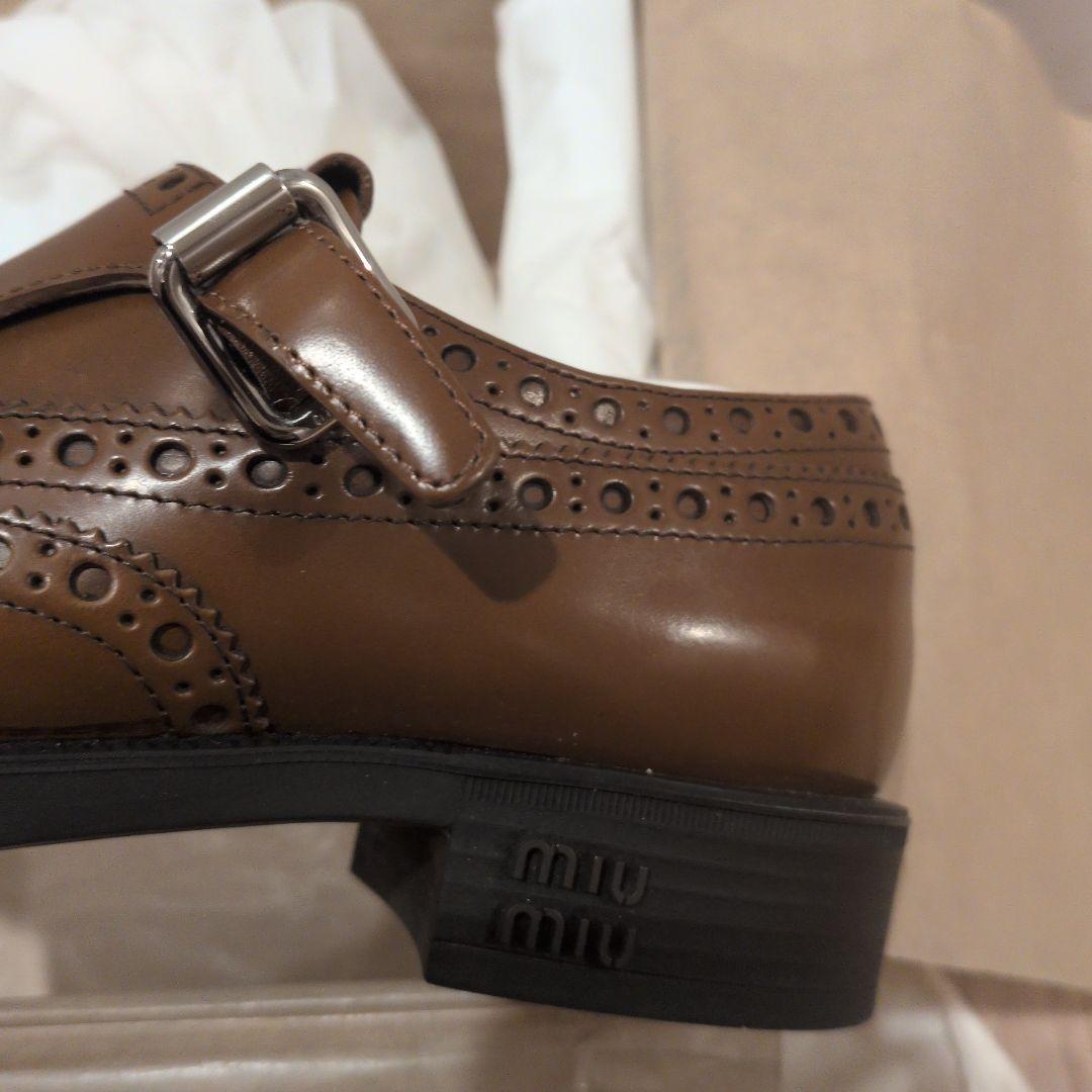 未使用ミュウミュウコラボチャーチ ローファー 革靴 ダブルモンク