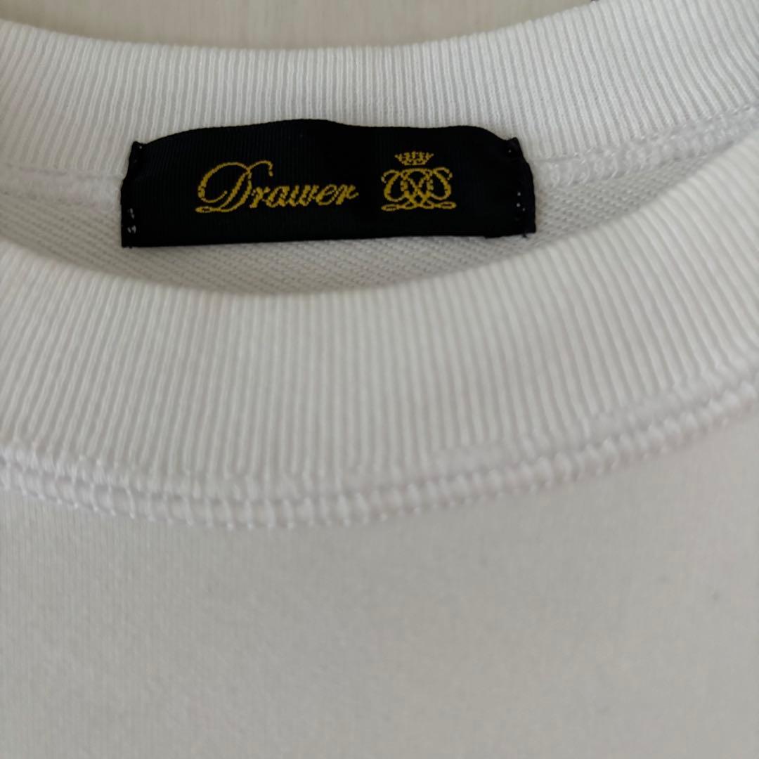 ドゥロワーDrawer トップス スウェット プルオーバー ロゴ刺繍 白 ぽわん