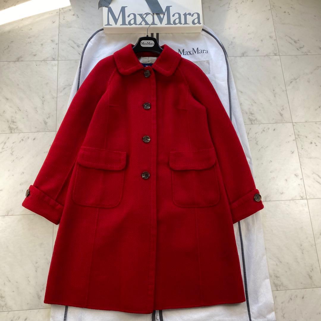 カシミヤ混◎バーバリーロンドン ダブルフェイス コート 赤 レッド