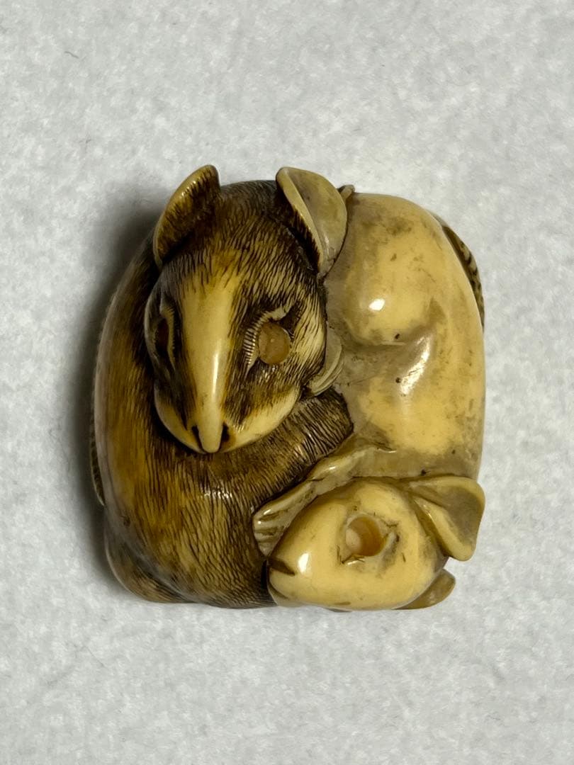 根付け　ねずみ　鼠 鼠木彫根付 文化遺産オンライン