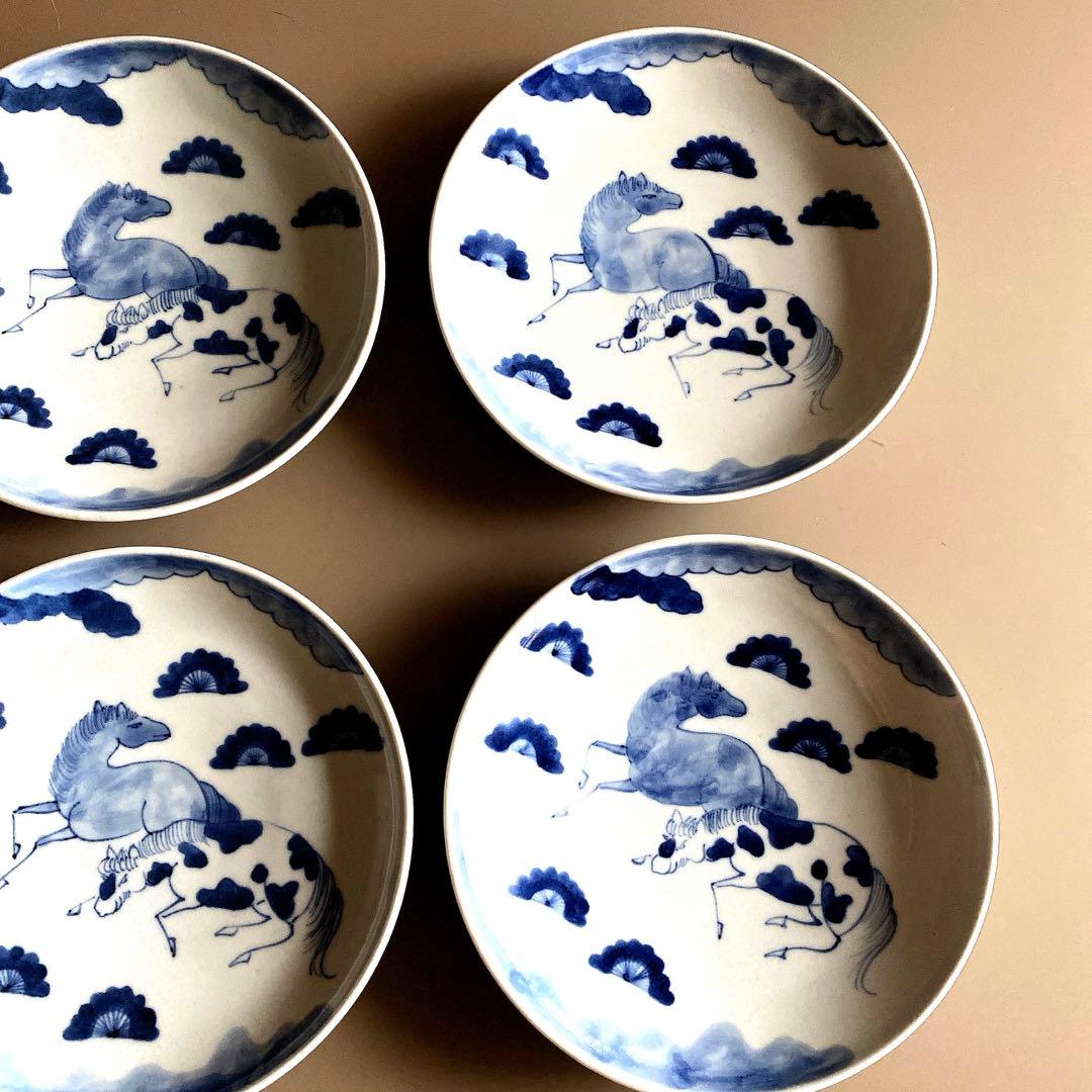 美品☆作家 藤塚光男☆馬柄 染付皿 6枚セット - メルカリ
