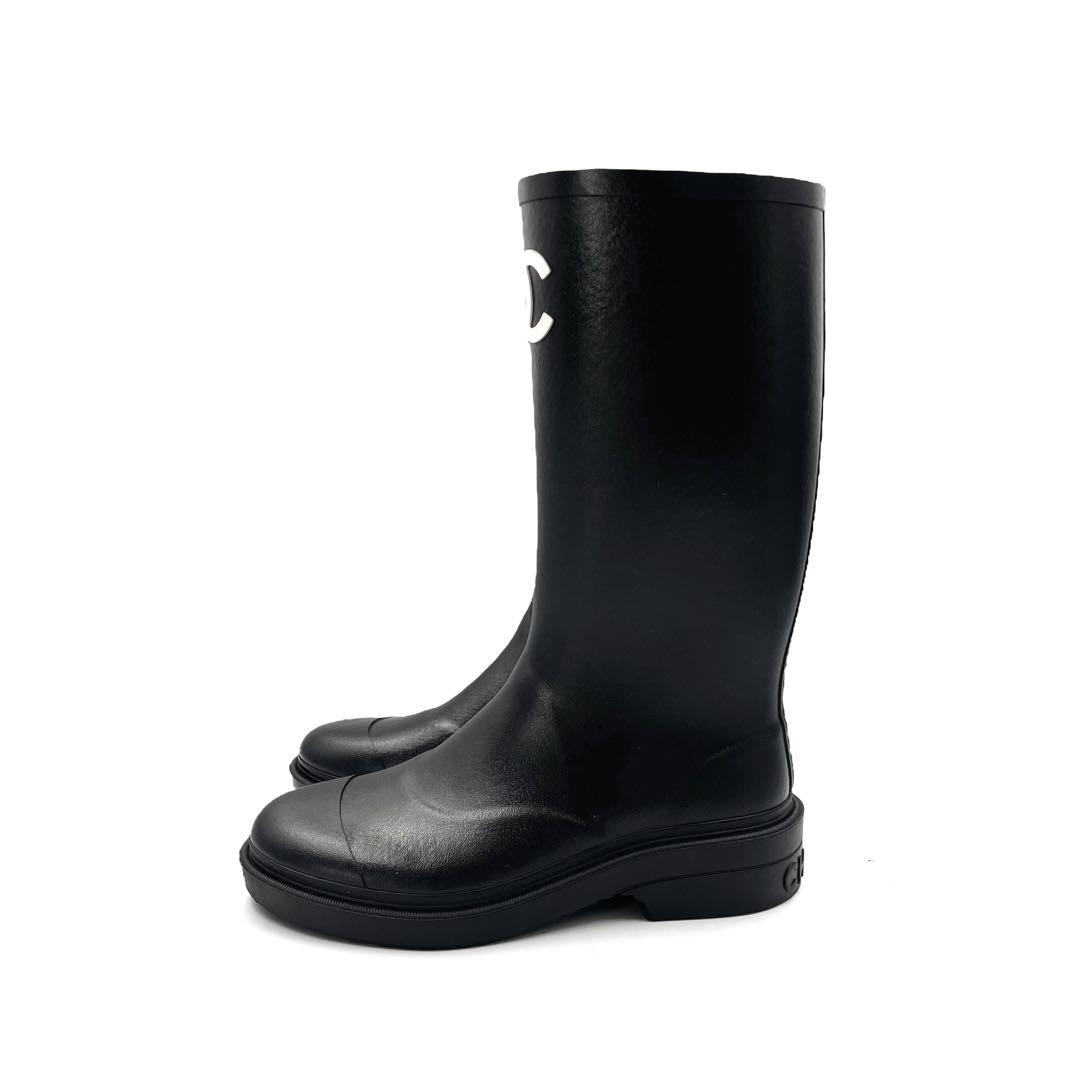 《未使用級》CHANEL シャネル レインブーツ ココマーク 黒 36 付属無し